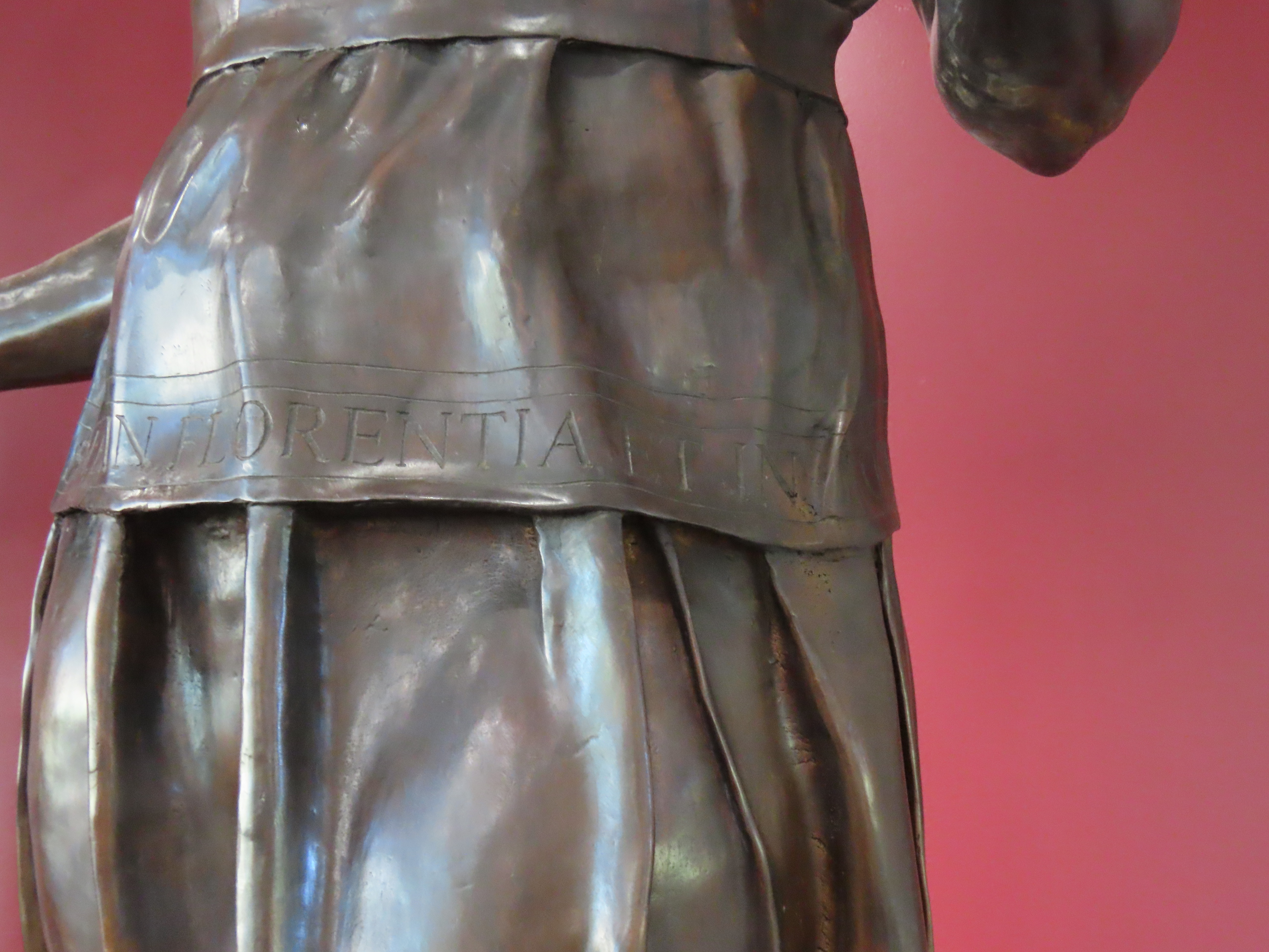 Close up photo of the Mores statue inscription