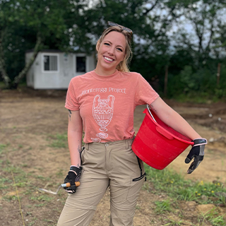 Photo of Jessica Tilley at an excavation site